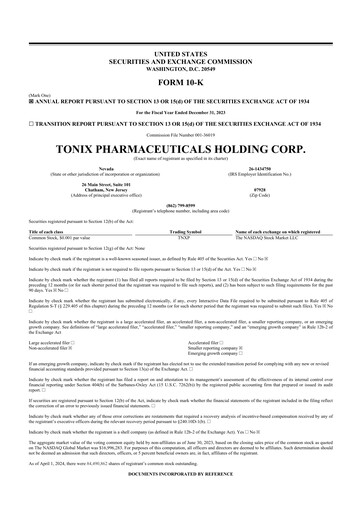 Thumbnail Tonix Pharmaceuticals 10-K Annual Report 2023