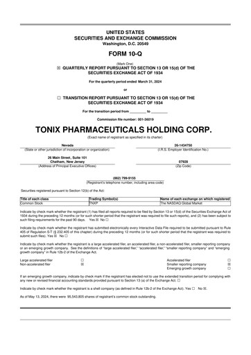 Thumbnail Tonix Pharmaceuticals 10-Q Quarterly Report FY2024 