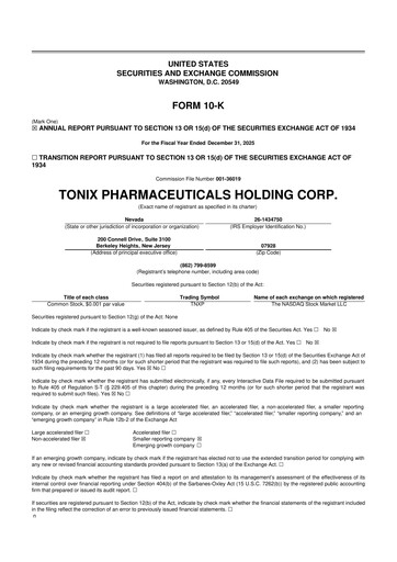 Thumbnail Tonix Pharmaceuticals 10-K Annual Report 2025