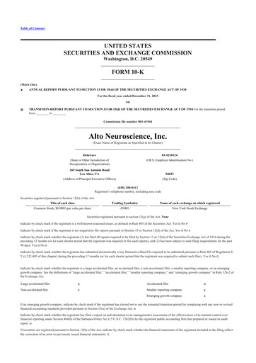 Thumbnail Alto Neuroscience 10-K Annual Report 