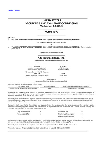 Miniature Alto Neuroscience 10-Q Rapport trimestriel  