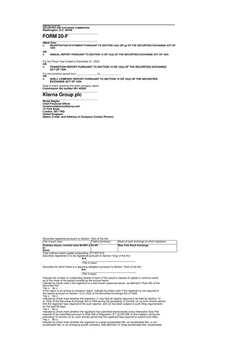 Miniature Klarna 20-F Rapport annuel 2025