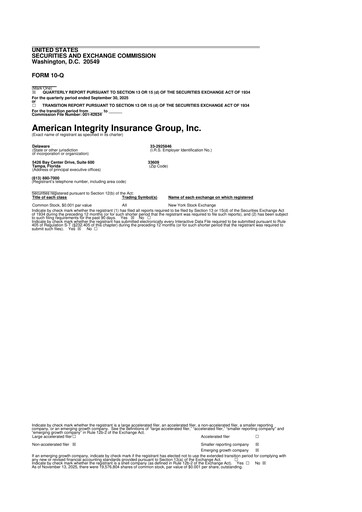 Thumbnail American Integrity Insurance Group 10-Q Quarterly Report FY2025 