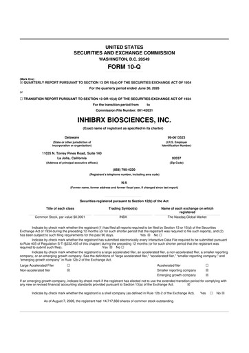 Vorschaubild Inhibrx Biosciences 10-Q Quartalsbericht 2026 