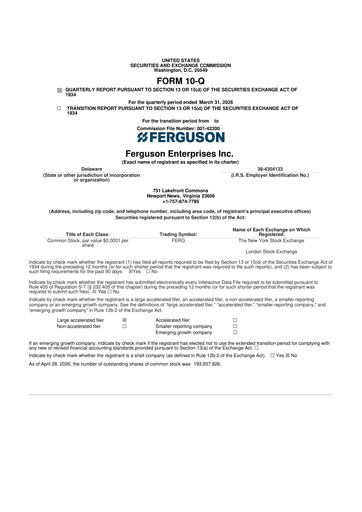 Thumbnail Ferguson Enterprises 10-Q Quarterly Report FY 