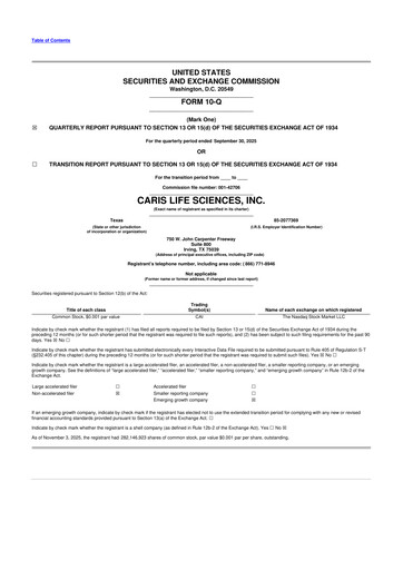 Thumbnail Caris Life Sciences 10-Q Quarterly Report FY2025 