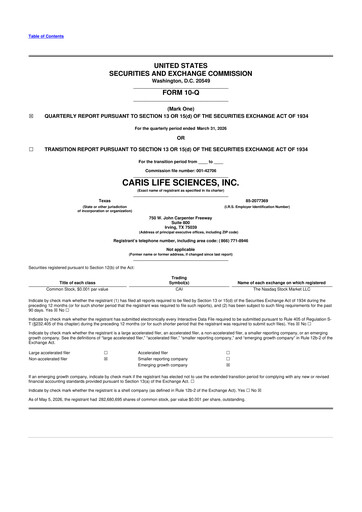 Thumbnail Caris Life Sciences 10-Q Quarterly Report FY 