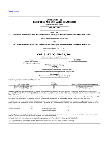 Miniature Caris Life Sciences 10-Q Rapport trimestriel 2026 