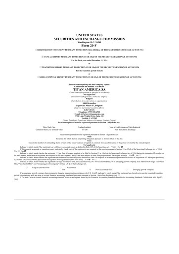 Vorschaubild Titan America 20-F Jahresbericht 2024