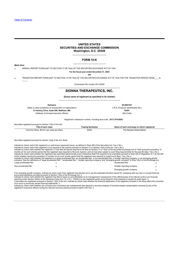 Thumbnail Sionna Therapeutics 10-K Annual Report 