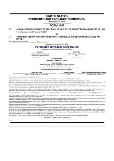 Miniature Paramount Skydance 10-K Rapport annuel 2025