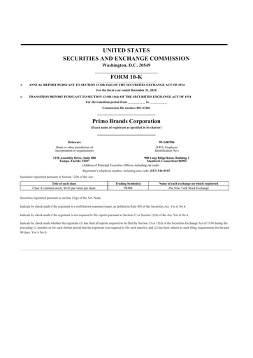 Thumbnail Primo Brands 10-K Annual Report 2024