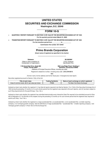 Thumbnail Primo Brands 10-Q Quarterly Report FY2025 