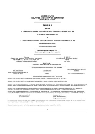 Vorschaubild Gemini Space Station 10-K Jahresbericht 2025