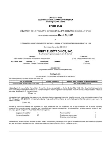 Vorschaubild Qnity Electronics 10-Q Quartalsbericht 2026 