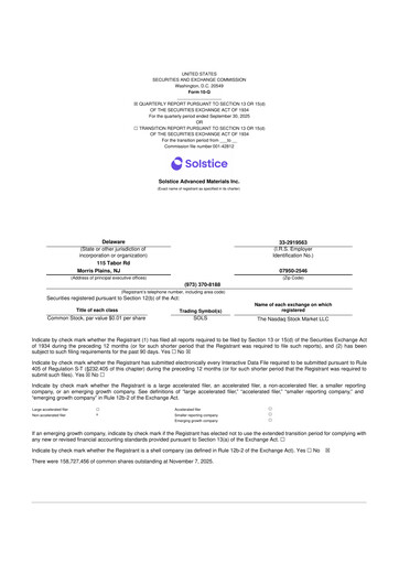 Thumbnail Solstice Advanced Materials 10-Q Quarterly Report FY2025 