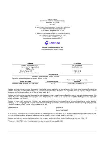Miniature Solstice Advanced Materials 10-Q Rapport trimestriel 2026 
