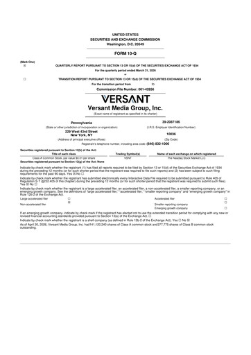 Thumbnail Versant Media Group 10-Q Quarterly Report FY 