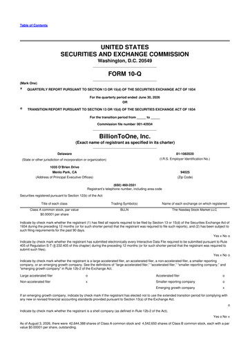 Miniature BillionToOne 10-Q Rapport trimestriel 2026 