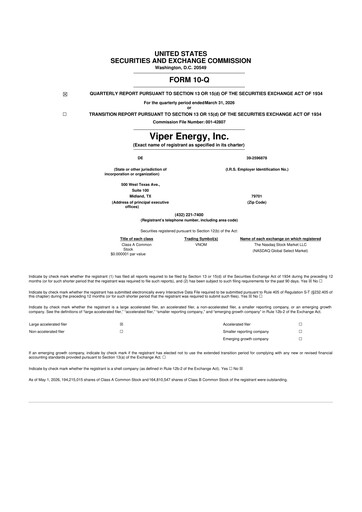 Thumbnail Viper Energy 10-Q Quarterly Report FY 