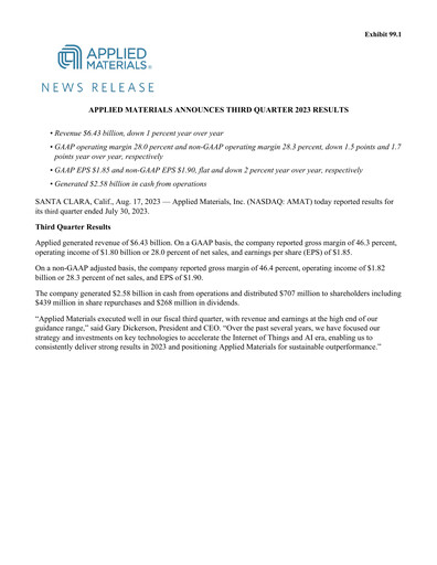 Thumbnail Applied Materials Quarterly Report 2023-q3