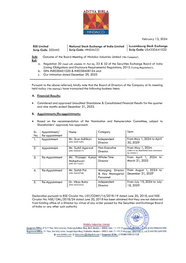 Thumbnail Hindalco Industries
 Quarterly Report 2023-q3