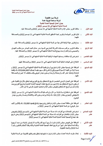 Miniature Mubarrad Holding Company Rapport annuel 2022