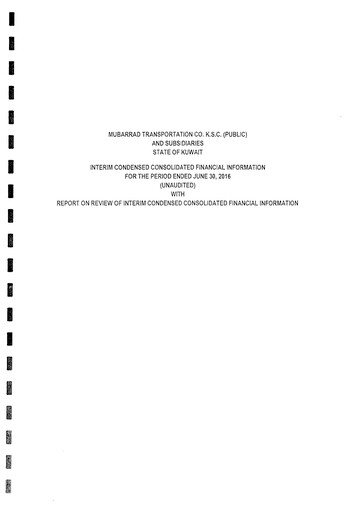 Miniature Mubarrad Holding Company Bilan financier 2016-h1