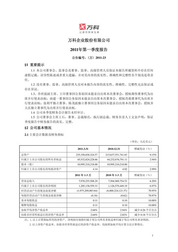 Thumbnail Vanke
 Quarterly Report 2011-q1