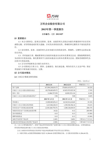 Thumbnail Vanke
 Quarterly Report 2013-q1