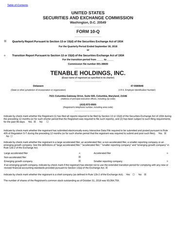 Miniature Tenable Rapport trimestriel 2018-q3