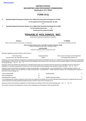 Miniature Tenable Rapport trimestriel 2019-q3