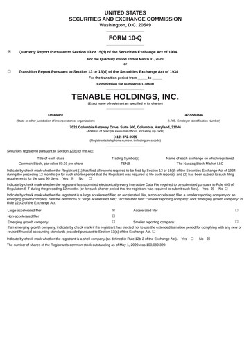 Miniature Tenable Rapport trimestriel 2020-q1