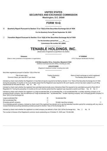 Miniature Tenable Rapport trimestriel 2025-q3
