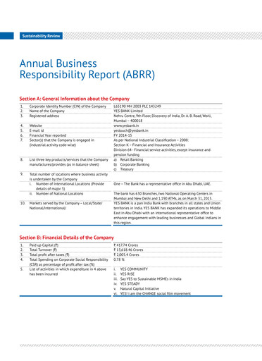 Thumbnail Yes Bank
 ESG Report 2014-2015