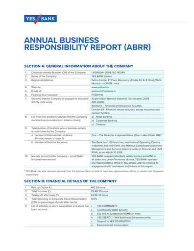 Thumbnail Yes Bank
 ESG Report 2017-2018