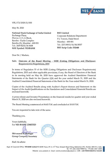Thumbnail Yes Bank
 Financial Statement 2019-2020