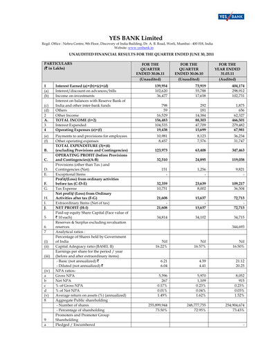 Thumbnail Yes Bank
 Quarterly Report 2011-q1