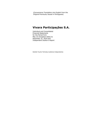 Thumbnail Vivara Financial Statement 2019