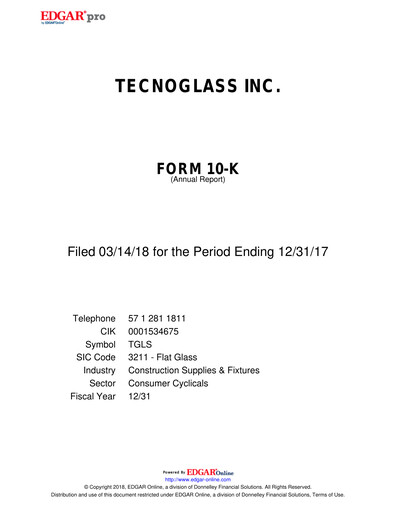 Vorschaubild Tecnoglass Jahresbericht 2017