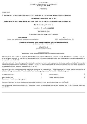 Miniature Tecnoglass Rapport trimestriel 2015-q2