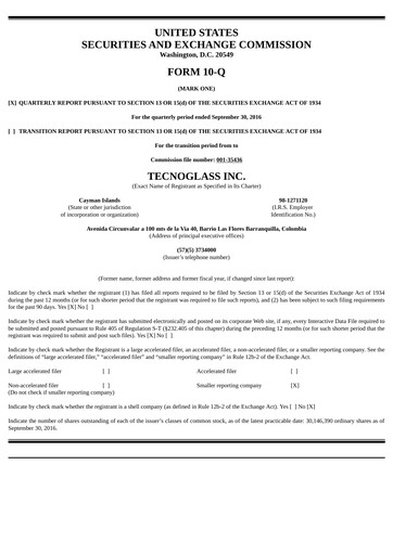 Miniature Tecnoglass Rapport trimestriel 2016-q3