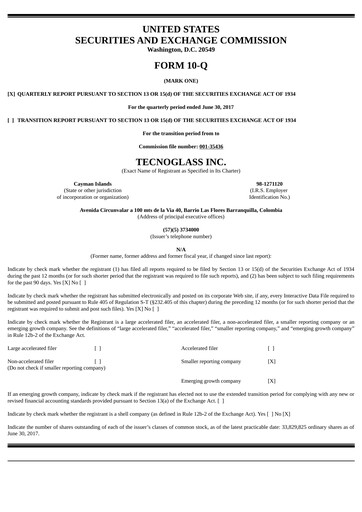 Miniature Tecnoglass Rapport trimestriel 2017-q2