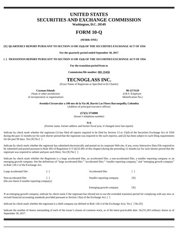 Miniature Tecnoglass Rapport trimestriel 2017-q3
