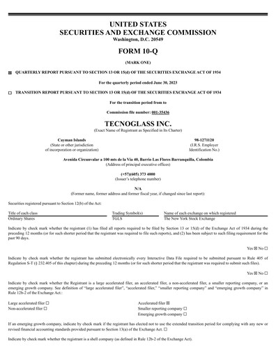 Miniature Tecnoglass Rapport trimestriel 2023-q2
