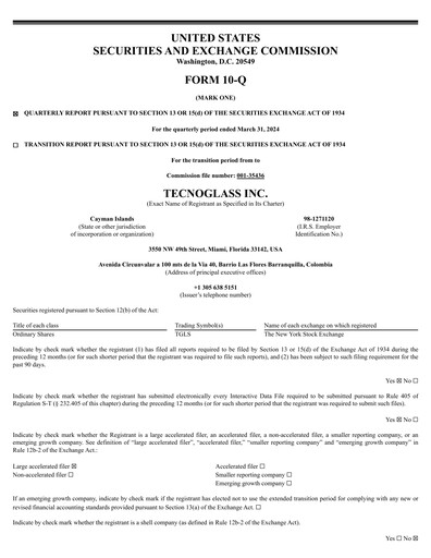 Miniature Tecnoglass Rapport trimestriel 2024-q1
