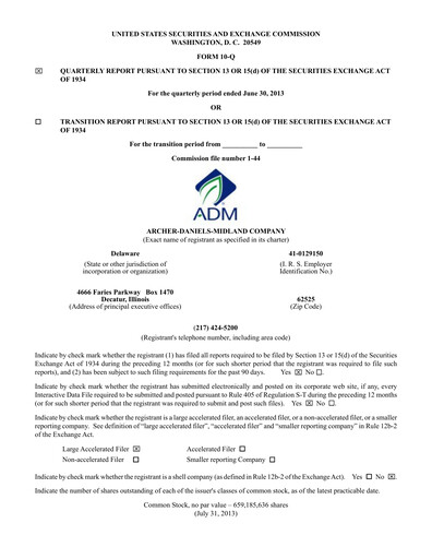 Miniature Archer Daniels Midland (ADM)
 Rapport trimestriel 2013-q2