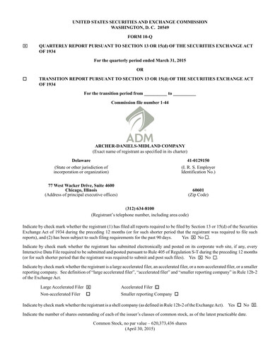 Miniature Archer Daniels Midland (ADM)
 Rapport trimestriel 2015-q1