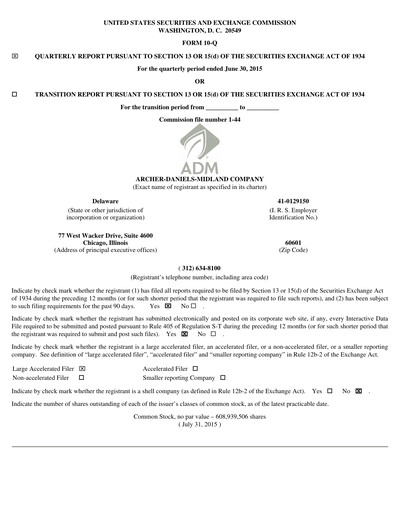 Miniature Archer Daniels Midland (ADM)
 Rapport trimestriel 2015-q2