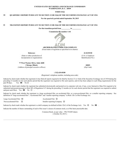 Miniature Archer Daniels Midland (ADM)
 Rapport trimestriel 2015-q3